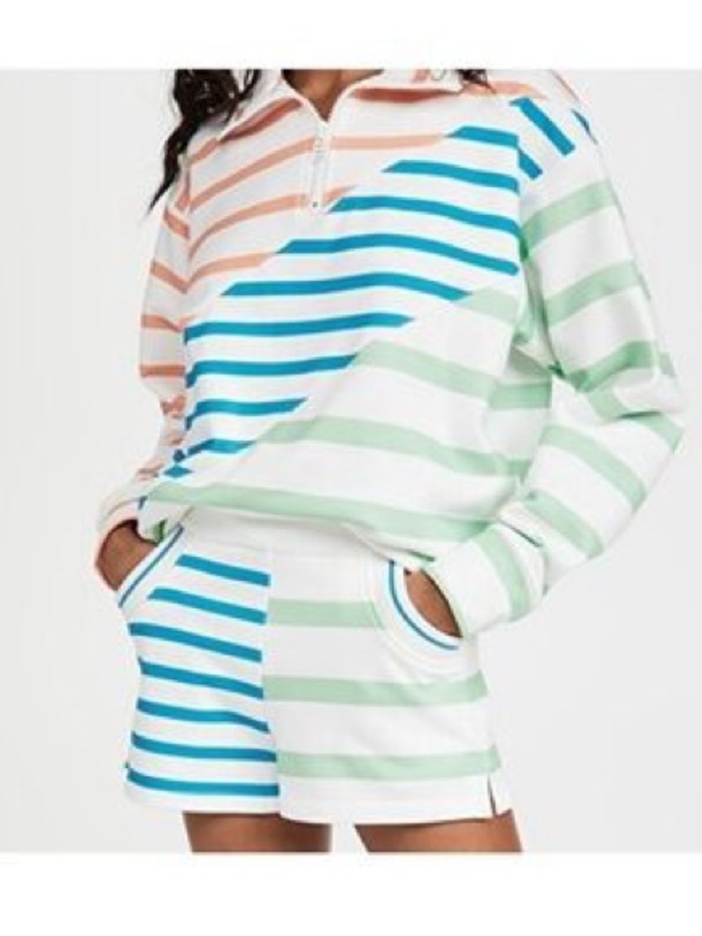 Madewell SOLID & STRIPED Medium Women’s Quarter Zip Striped Pullover